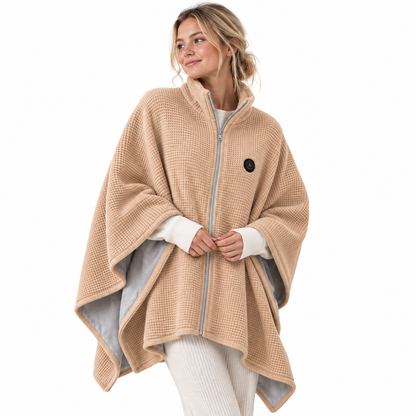The Cozy Cape™ Heated Waffle-Knit Shawl